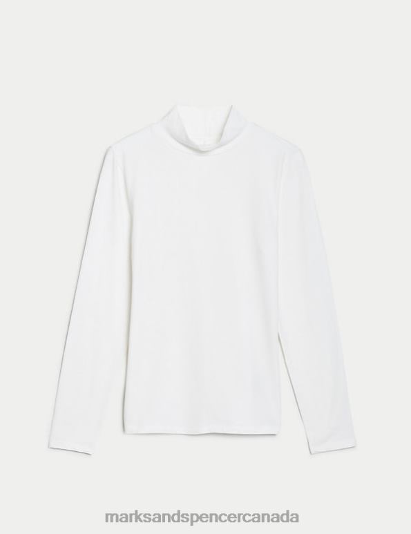 Women Soft White Clothing Marks & Spencer Cotton Rich Slim Fit Top 20VTD2490 - Marks and Spencer outlet