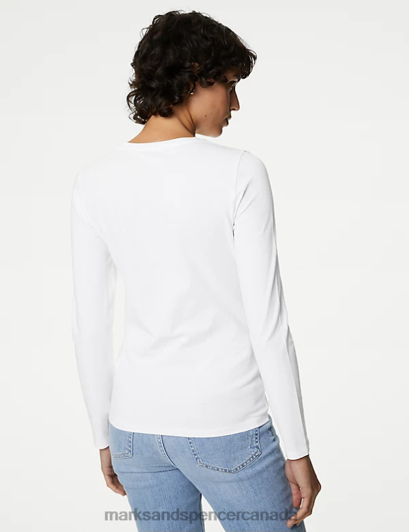 Marks and Spencer sale - Women Soft White Clothing Marks & Spencer Cotton Rich Slim Fit Top 20VTD2696