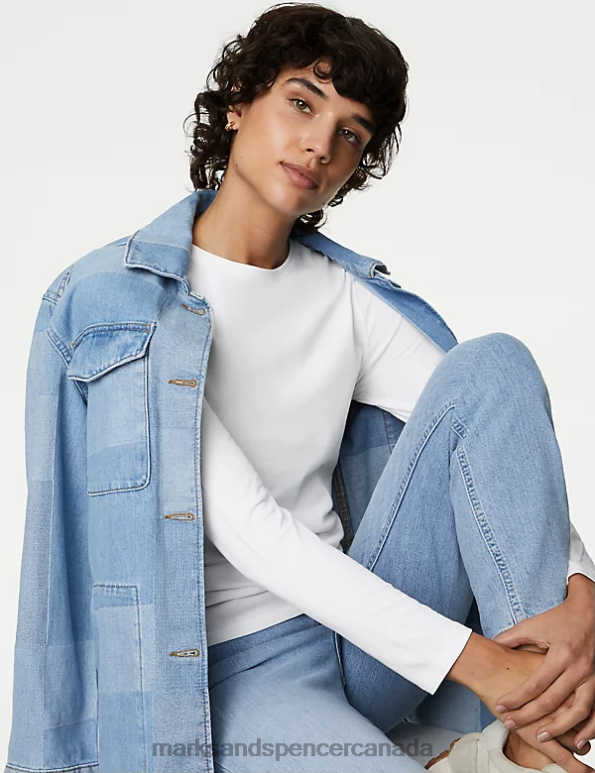 Marks and Spencer sale - Women Soft White Clothing Marks & Spencer Cotton Rich Slim Fit Top 20VTD2696