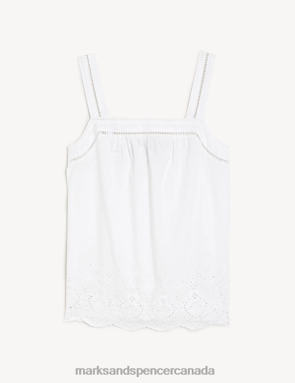Marks and Spencer near me - Women Soft White Clothing Marks & Spencer Pure Cotton Broderie Detail Cami Top 20VTD3192