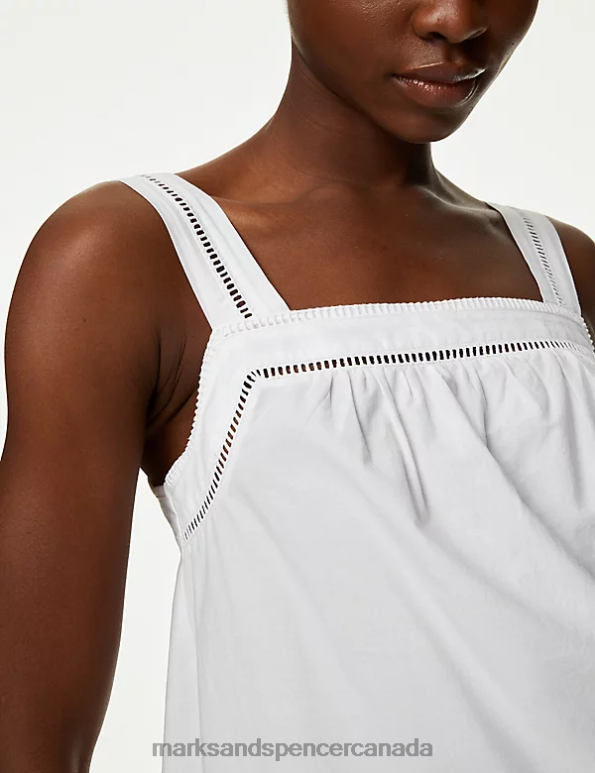 Marks and Spencer near me - Women Soft White Clothing Marks & Spencer Pure Cotton Broderie Detail Cami Top 20VTD3192