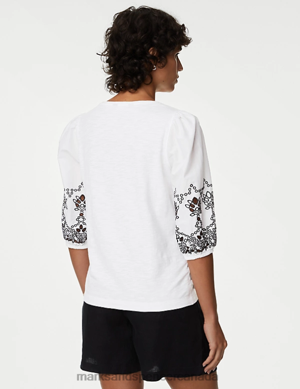 Marks and Spencer near me - Women Soft White Clothing Marks & Spencer Pure Cotton Broderie Top 20VTD369