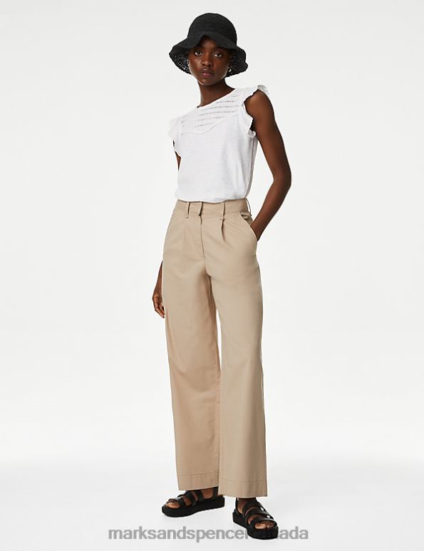 Women Soft White Clothing Marks & Spencer Pure Cotton Embroidered Frill Detail Top 20VTD828 - Marks and Spencer outlet