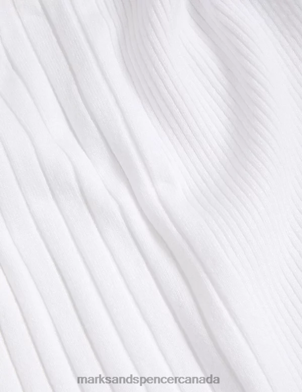 Marks and Spencer near me - Women Soft White Clothing Marks & Spencer Ribbed Crew Neck Knitted Top 20VTD416