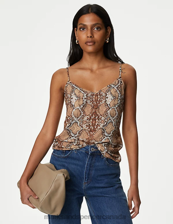 Marks and Spencer sale - Women Spice Mix Clothing Marks & Spencer Animal Print Cami Top 20VTD468