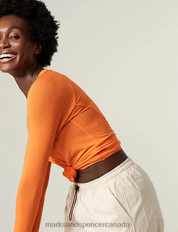 Marks and Spencer near me - Women Tangerine Clothing Marks & Spencer Lightweight Base Layer Fitted Top 20VTD1410
