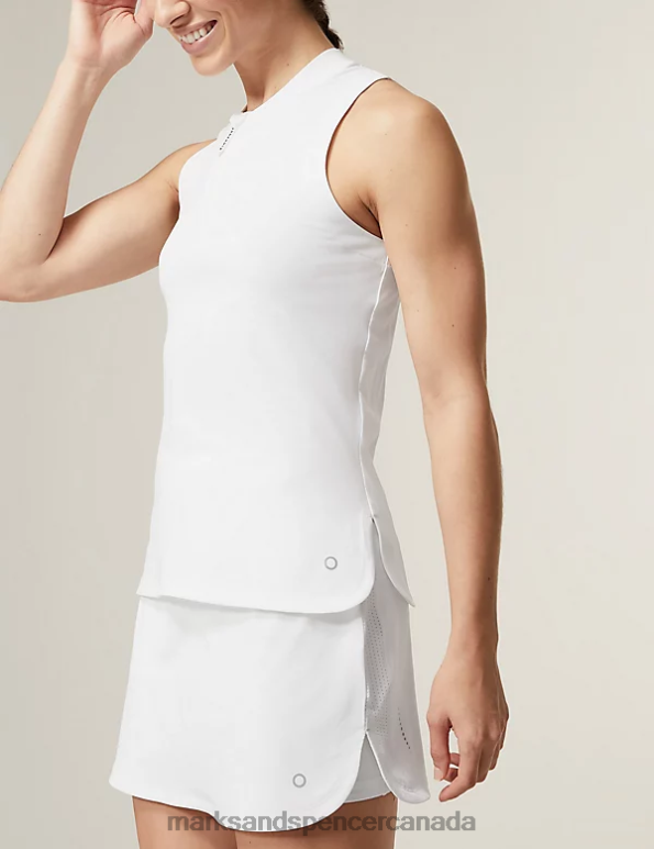 Women White Clothing Marks & Spencer High Neck Half Zip Mesh Back Vest Top 20VTD2383 - Marks and Spencer outlet