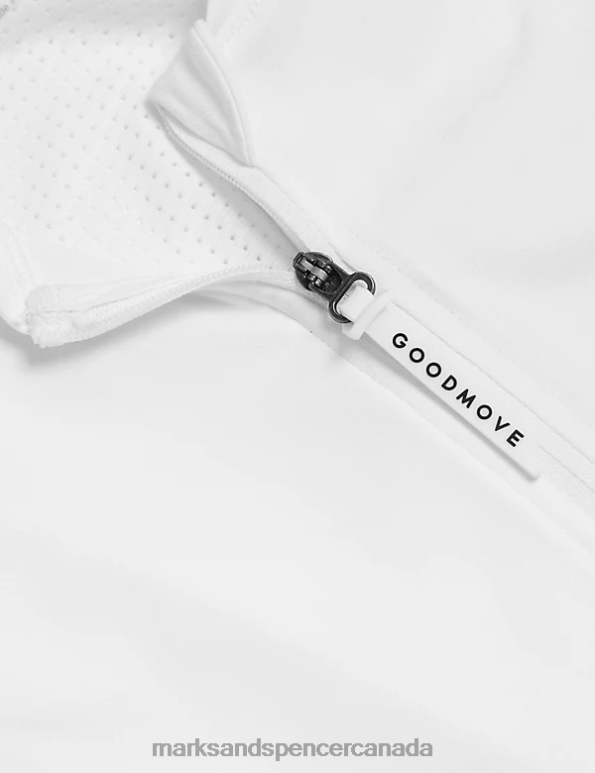 Women White Clothing Marks & Spencer High Neck Half Zip Mesh Back Vest Top 20VTD2383 - Marks and Spencer outlet