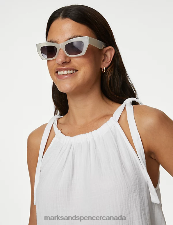 Women White Clothing Marks & Spencer Linen Rich High Neck Cami Top 20VTD3134 - Marks and Spencer online