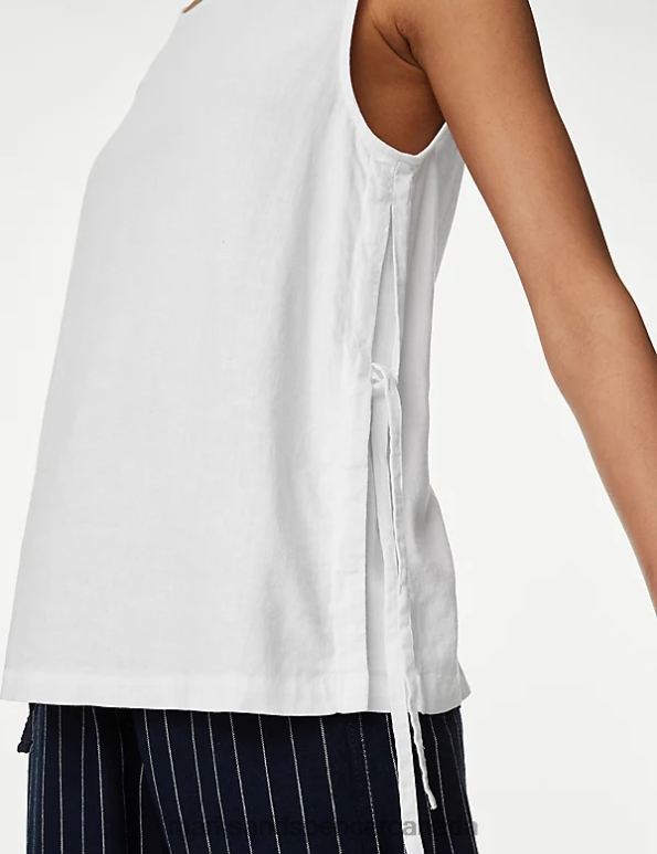 Marks and Spencer near me - Women White Clothing Marks & Spencer Linen Rich High Neck Vest Top 20VTD2953