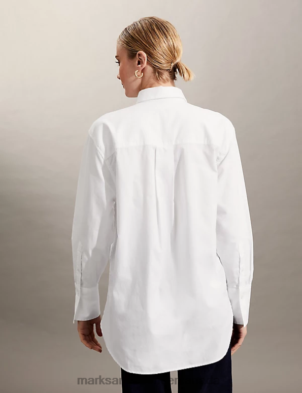 Marks and Spencer Canada - Women White Clothing Marks & Spencer Pure Cotton Oversized Long Sleeve Shirt 20VTD3269
