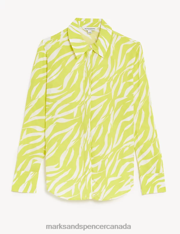 Women White Mix Clothing Marks & Spencer Cupro Rich Printed Shirt 20VTD2811 - Marks and Spencer Canada locations