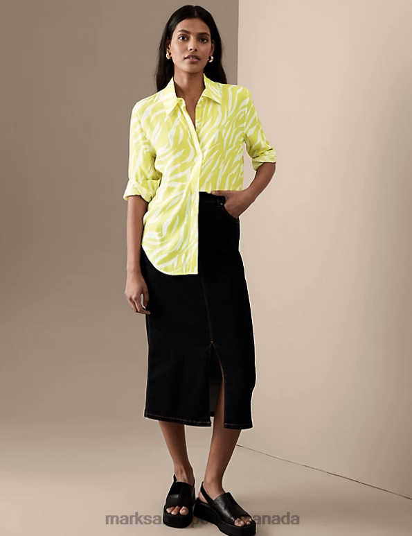 Women White Mix Clothing Marks & Spencer Cupro Rich Printed Shirt 20VTD2811 - Marks and Spencer Canada locations