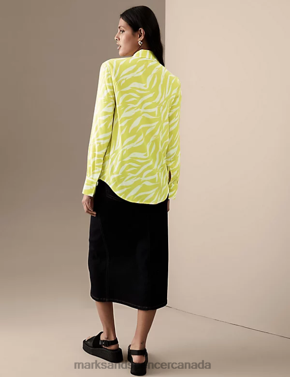 Women White Mix Clothing Marks & Spencer Cupro Rich Printed Shirt 20VTD2811 - Marks and Spencer Canada locations