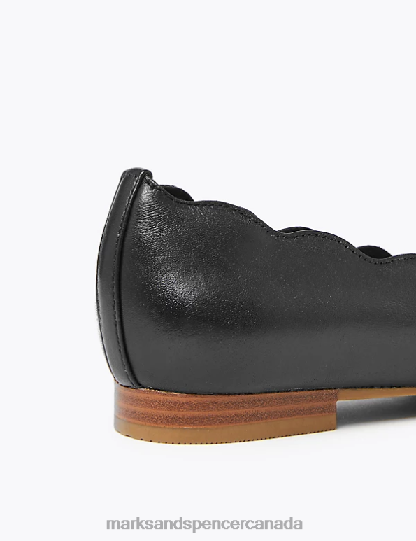 Marks and Spencer near me - Women Black Footwear Marks & Spencer Wide Fit Leather Ballet Pumps 20VTD1529