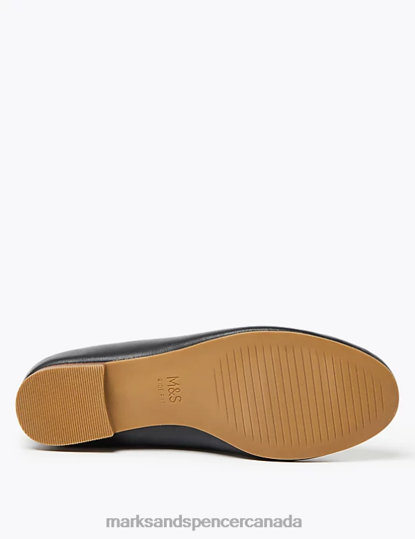 Marks and Spencer near me - Women Black Footwear Marks & Spencer Wide Fit Leather Ballet Pumps 20VTD1529