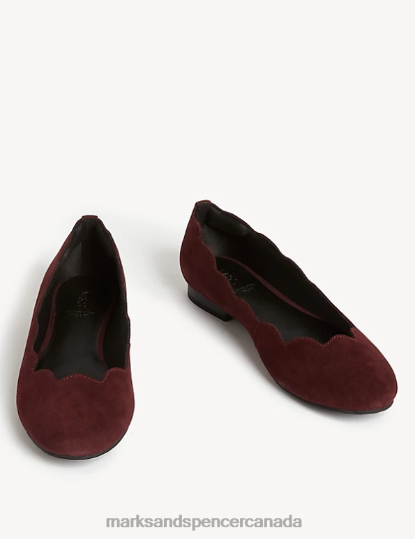 Women Damson Footwear Marks & Spencer Wide Fit Suede Flat Ballet Pumps 20VTD1840 - Marks and Spencer online