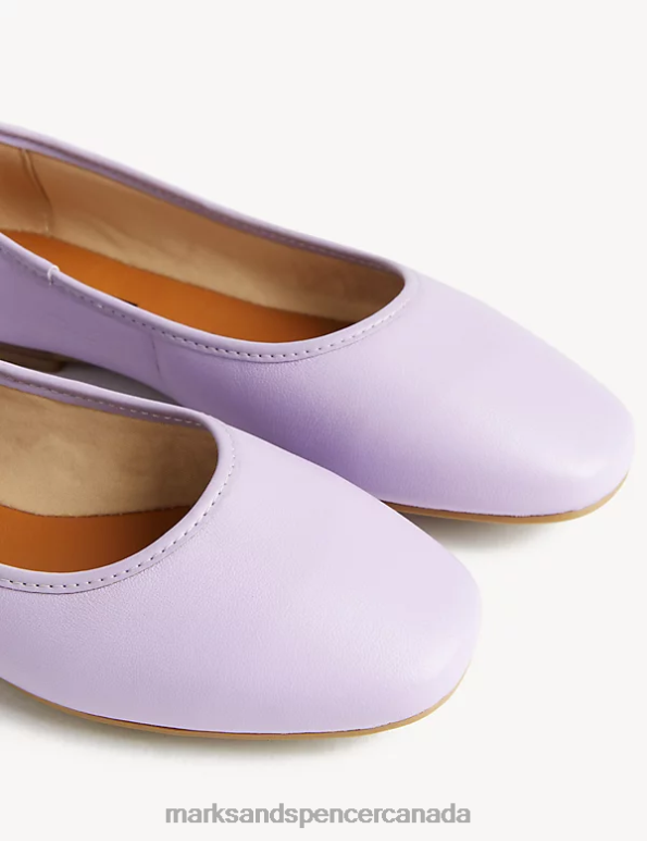 Marks and Spencer near me - Women Medium Lilac Footwear Marks & Spencer Leather Ballet Pumps 20VTD914