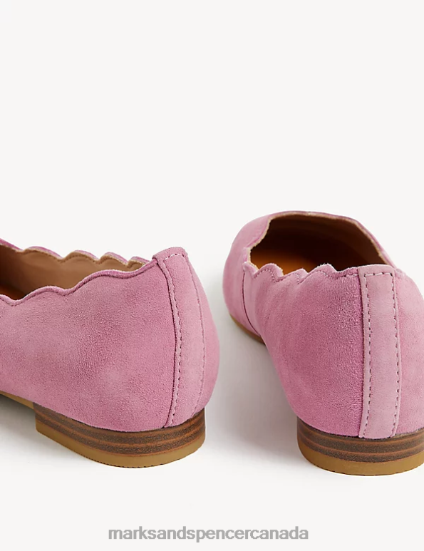 Marks and Spencer Canada - Women Pale Pink Footwear Marks & Spencer Wide Fit Suede Flat Ballet Pumps 20VTD1507