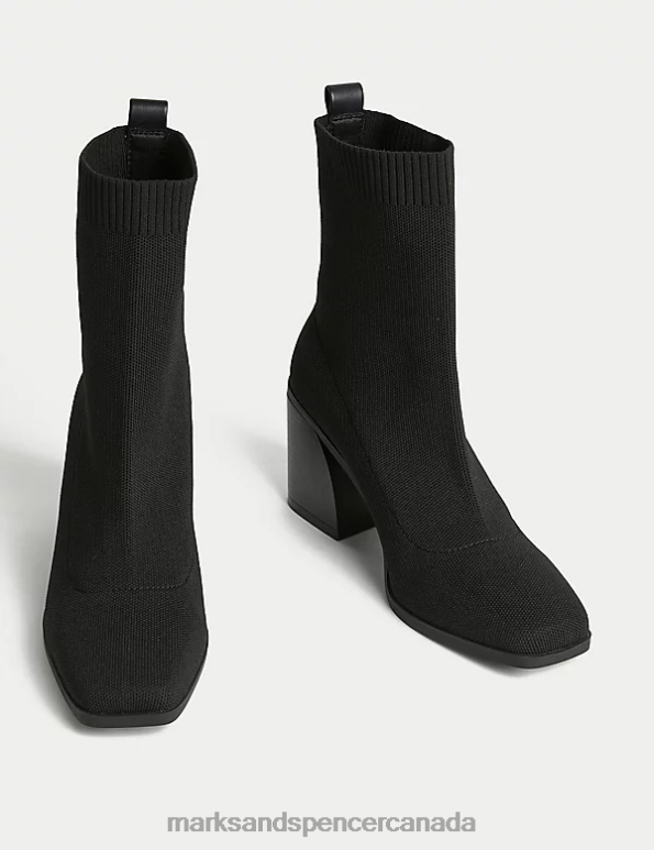 Marks and Spencer sale - Women Black Footwear Marks & Spencer Block Heel Sock Boots 20VTD1459
