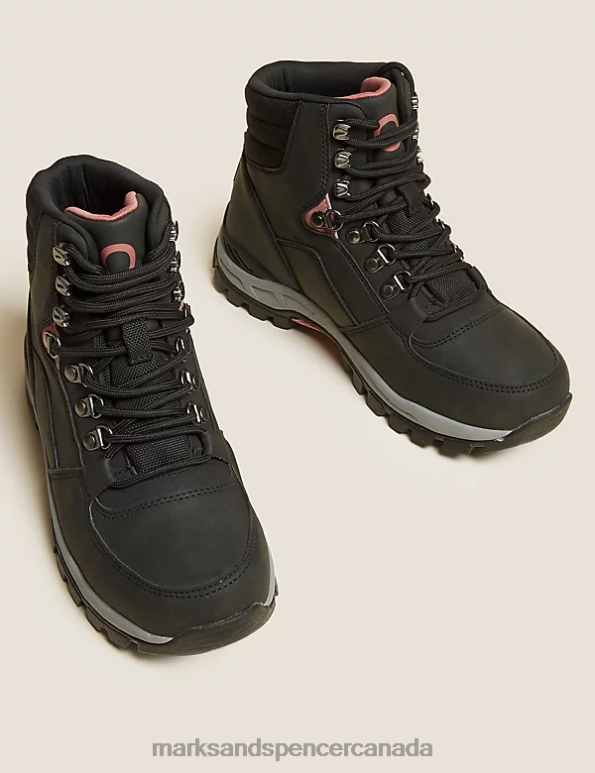 Women Black Footwear Marks & Spencer Lace Up Flat Walking Boots 20VTD3275 - Marks and Spencer online