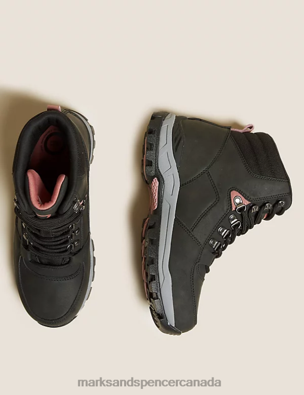 Women Black Footwear Marks & Spencer Lace Up Flat Walking Boots 20VTD3275 - Marks and Spencer online