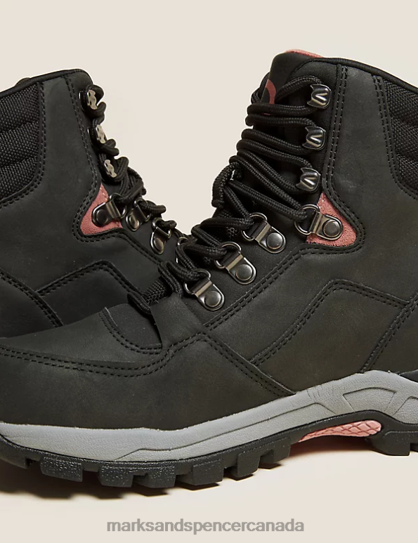 Women Black Footwear Marks & Spencer Lace Up Flat Walking Boots 20VTD3275 - Marks and Spencer online