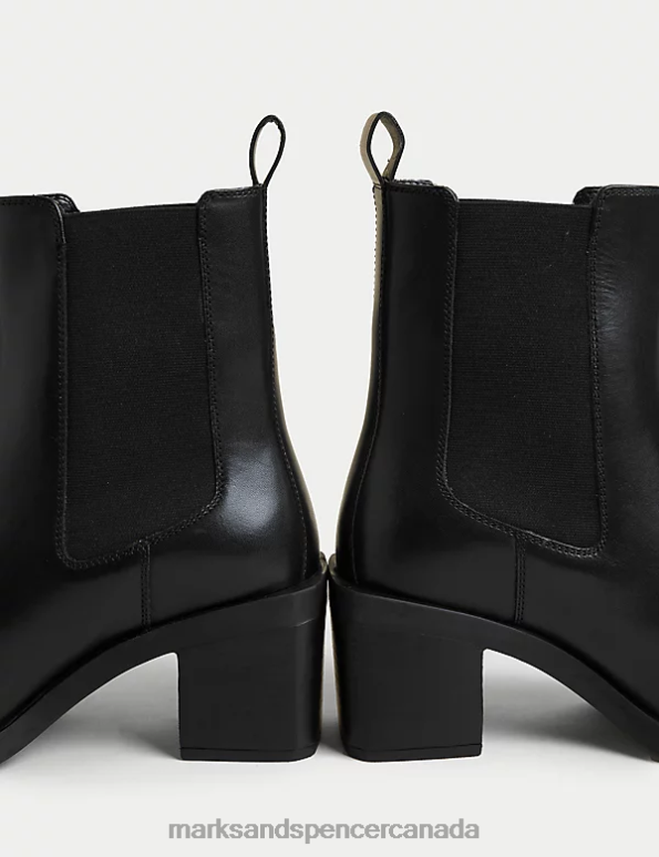 Marks and Spencer near me - Women Black Footwear Marks & Spencer Leather Block Heel Ankle Boots 20VTD2317