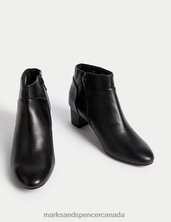 Marks and Spencer sale - Women Black Footwear Marks & Spencer Leather Block Heel Ankle Boots 20VTD3235