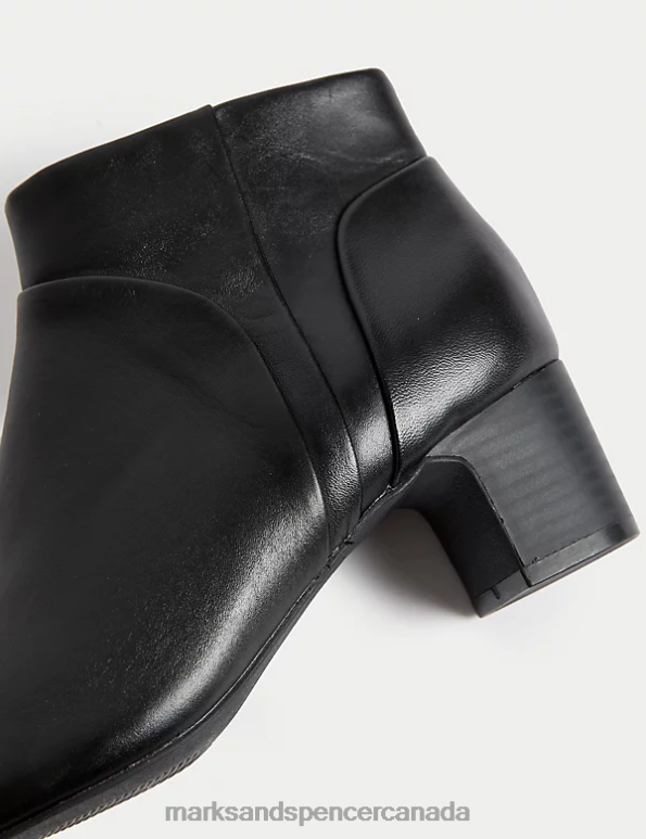 Marks and Spencer sale - Women Black Footwear Marks & Spencer Leather Block Heel Ankle Boots 20VTD3235