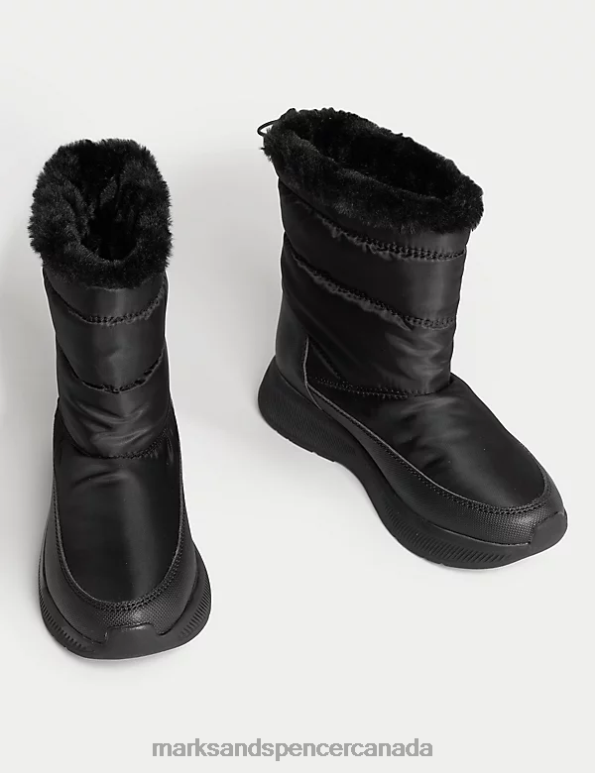 Marks and Spencer sale - Women Black Footwear Marks & Spencer Quilted Flatform Walking Boots 20VTD1892