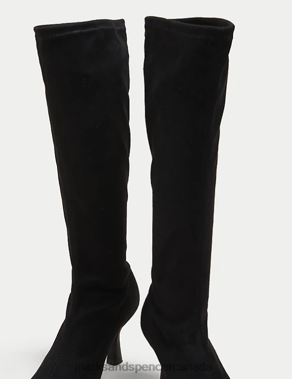 Women Black Footwear Marks & Spencer Stiletto Heel Square Toe Knee High Boots 20VTD1093 - Marks and Spencer online