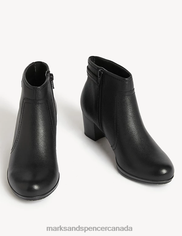 Marks and Spencer sale - Women Black Footwear Marks & Spencer Wide Fit Leather Block Heel Ankle Boots 20VTD1053