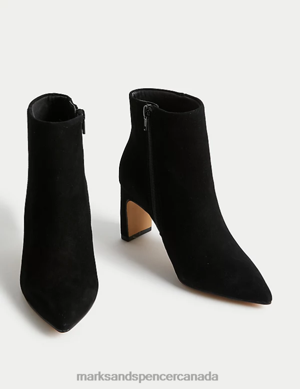 Marks and Spencer Canada - Women Black Mix Footwear Marks & Spencer Suede Statement Pointed Ankle Boots 20VTD1835