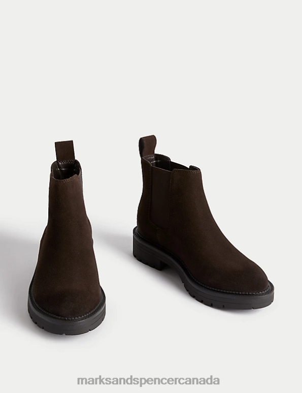 Women Chocolate Footwear Marks & Spencer Wide Fit Suede Chelsea Boots 20VTD578 - Marks and Spencer online