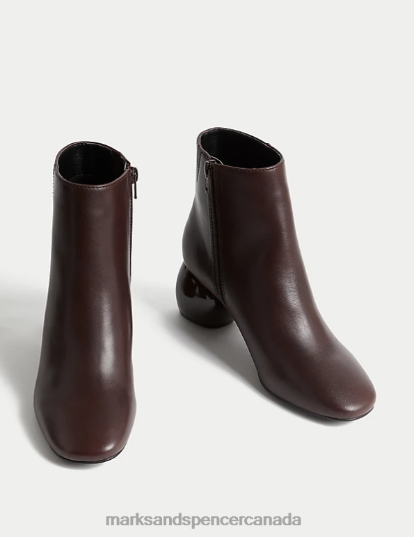 Women Damson Footwear Marks & Spencer Leather Statement Block Heel Ankle Boots 20VTD1481 - Marks and Spencer Canada locations