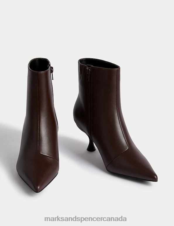 Marks and Spencer sale - Women Damson Footwear Marks & Spencer Wide Fit Leather Kitten Heel Ankle Boots 20VTD1624
