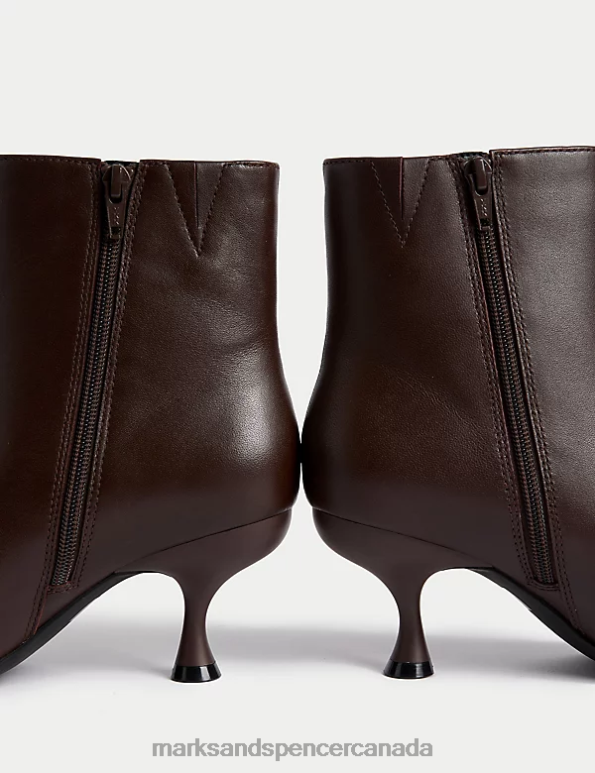 Marks and Spencer sale - Women Damson Footwear Marks & Spencer Wide Fit Leather Kitten Heel Ankle Boots 20VTD1624