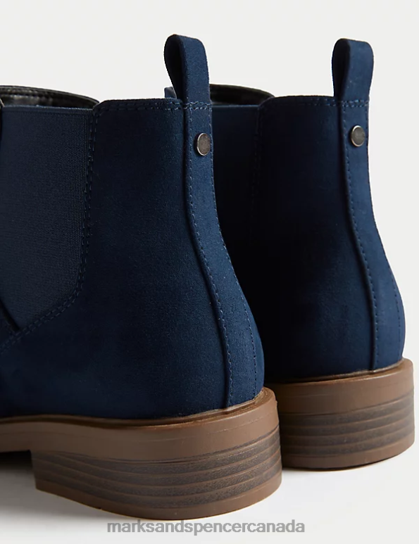 Women Dark Navy Footwear Marks & Spencer Chelsea Animal Print Flat Ankle Boots 20VTD2204 - Marks and Spencer online
