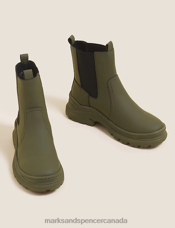 Marks and Spencer near me - Women Khaki Footwear Marks & Spencer Chunky Chelsea Ankle Boots 20VTD1246