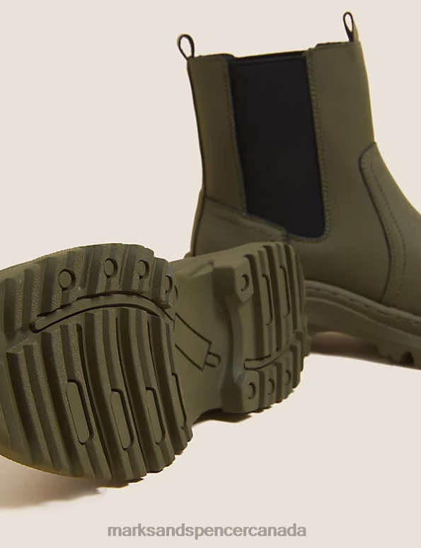 Marks and Spencer near me - Women Khaki Footwear Marks & Spencer Chunky Chelsea Ankle Boots 20VTD1246