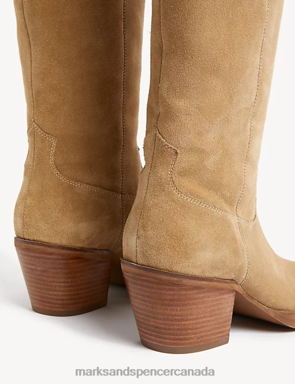 Marks and Spencer near me - Women Mink Footwear Marks & Spencer Suede Cow Boy Knee High Boots 20VTD1713