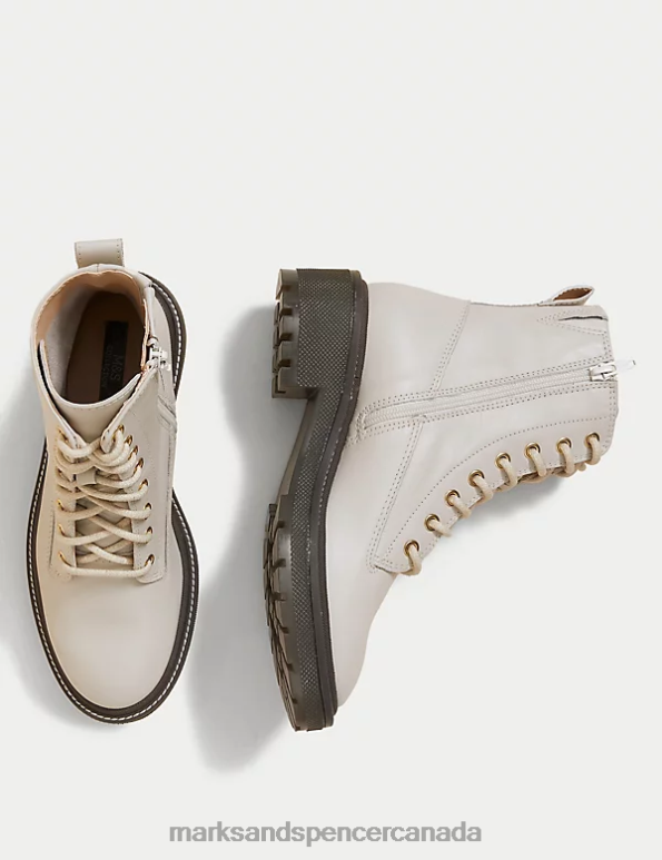 Women Stone Footwear Marks & Spencer Leather Lace Up Ankle Boots 20VTD3533 - Marks and Spencer Canada locations
