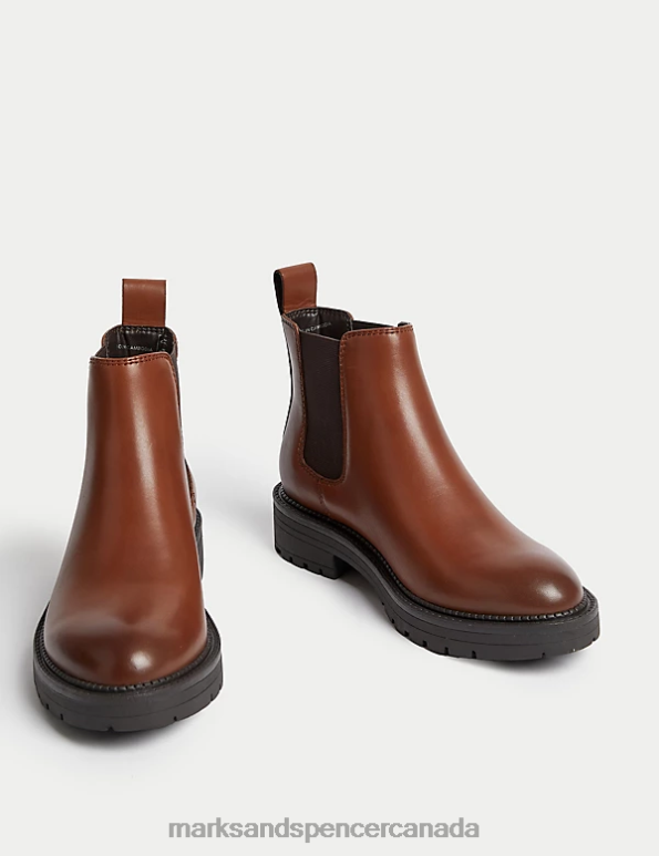 Marks and Spencer near me - Women Tan Footwear Marks & Spencer Wide Fit Leather Chelsea Boots 20VTD2188