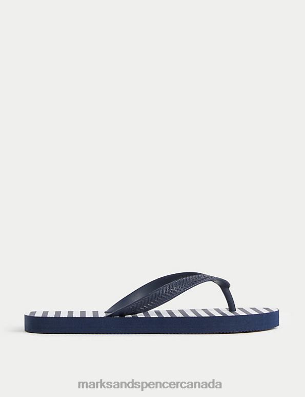Women Navy Mix Footwear Marks & Spencer Animal Print Flat Flip Flops 20VTD2390 - Marks and Spencer online