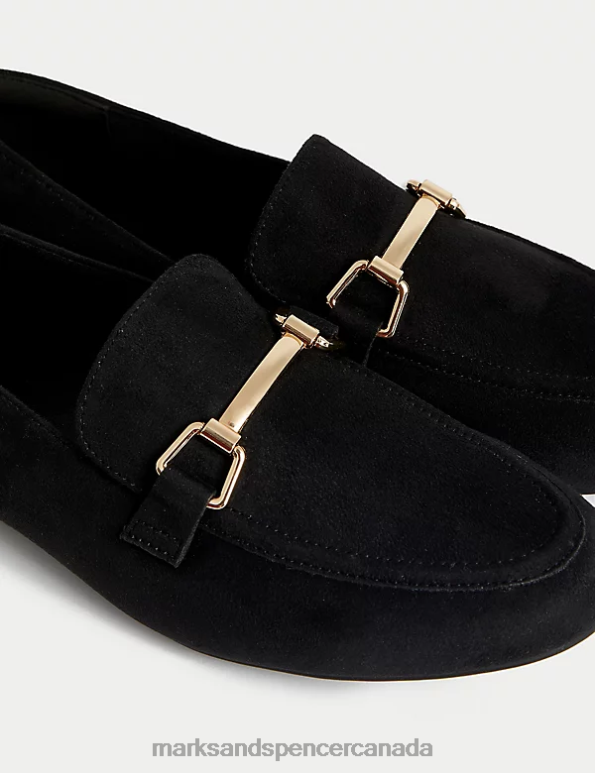 Women Black Footwear Marks & Spencer Trim Detail Slip On Flat Loafers 20VTD3120 - Marks and Spencer online