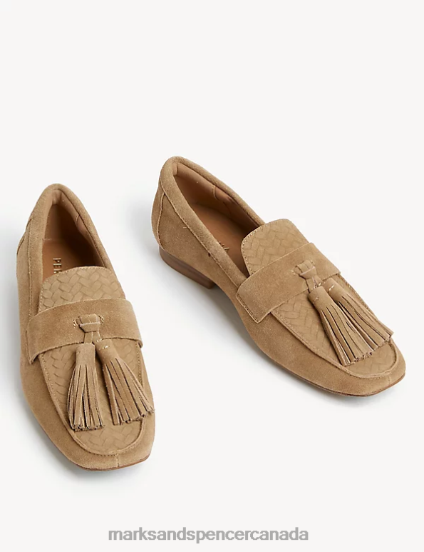 Marks and Spencer near me - Women Camel Footwear Marks & Spencer Suede Tassel Flat Loafers 20VTD2125