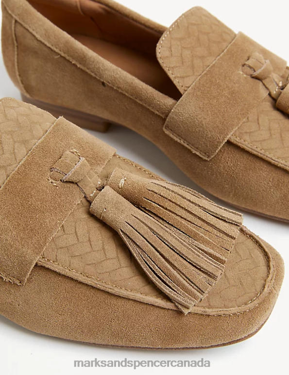 Marks and Spencer near me - Women Camel Footwear Marks & Spencer Suede Tassel Flat Loafers 20VTD2125