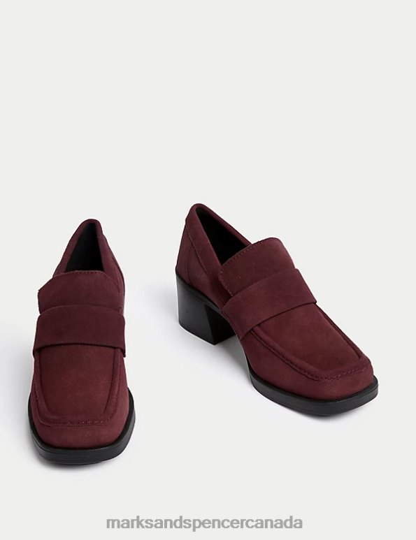 Women Damson Footwear Marks & Spencer Suede Block Heel Loafers 20VTD418 - Marks and Spencer online