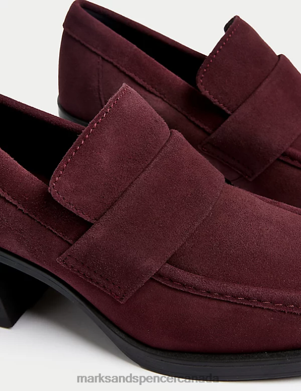 Women Damson Footwear Marks & Spencer Suede Block Heel Loafers 20VTD418 - Marks and Spencer online